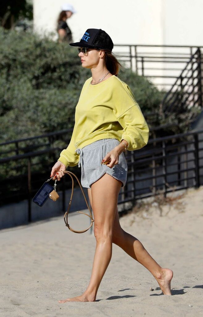 Alessandra Ambrosio in a Grey Shorts