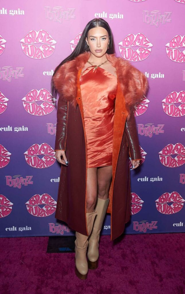 Anastasia Karanikolaou in a Red Mini Dress
