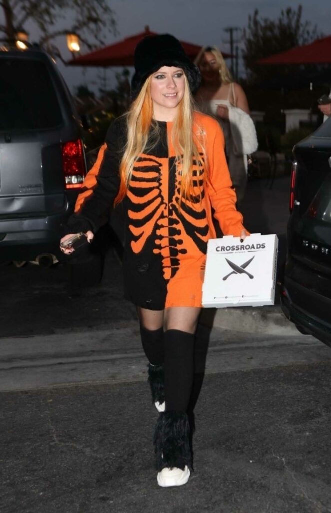 Avril Lavigne in a Skeleton Sweater