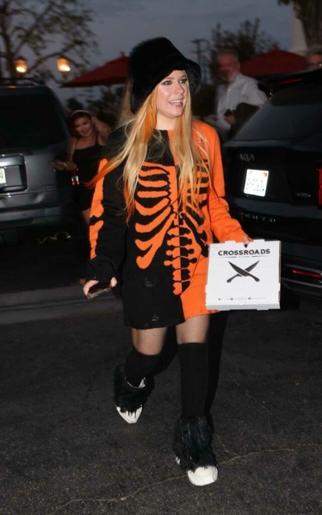 Avril Lavigne in a Skeleton Sweater