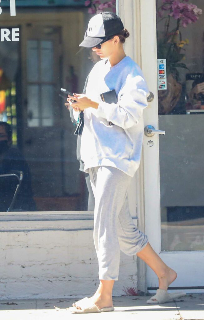 Camila Morrone in a Grey Sweatpants