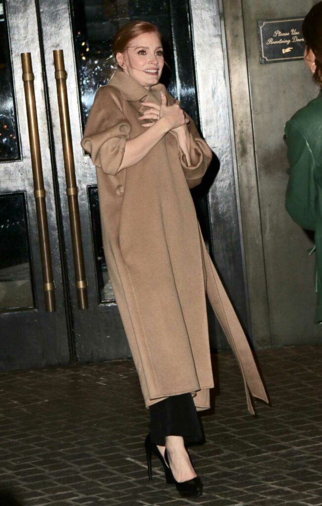 Jessica Chastain in a Beige Coat
