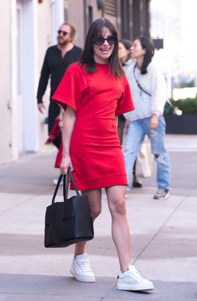 Lea Michele in a Red Dress
