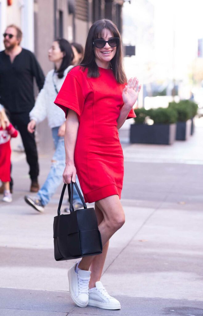Lea Michele in a Red Dress