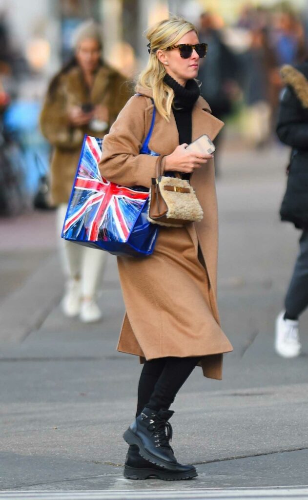Nicky Hilton in a Caramel Coloured Coat