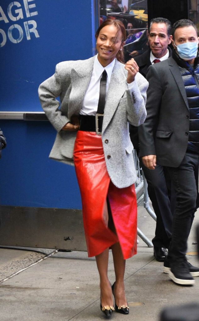 Zoe Saldana in a Red Skirt
