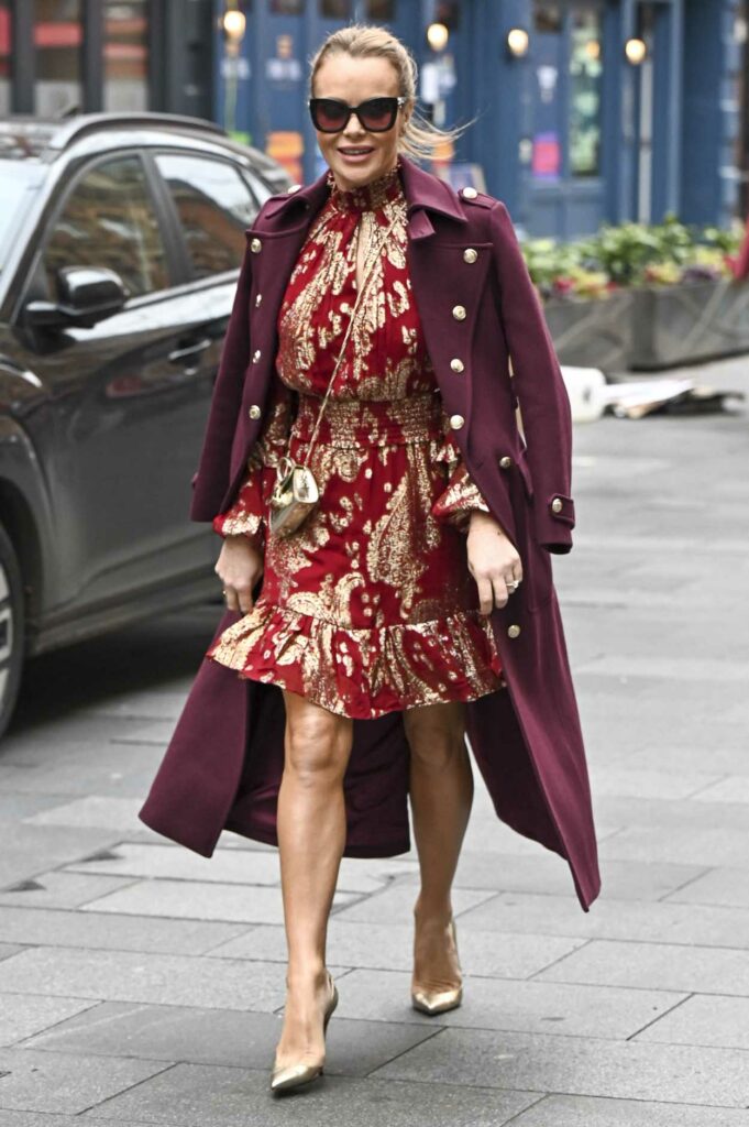 Amanda Holden in a Burgundy Coat