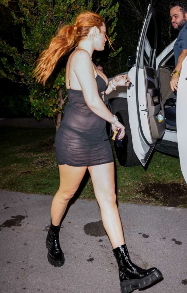 Bella Thorne in a Black See-Through Dress