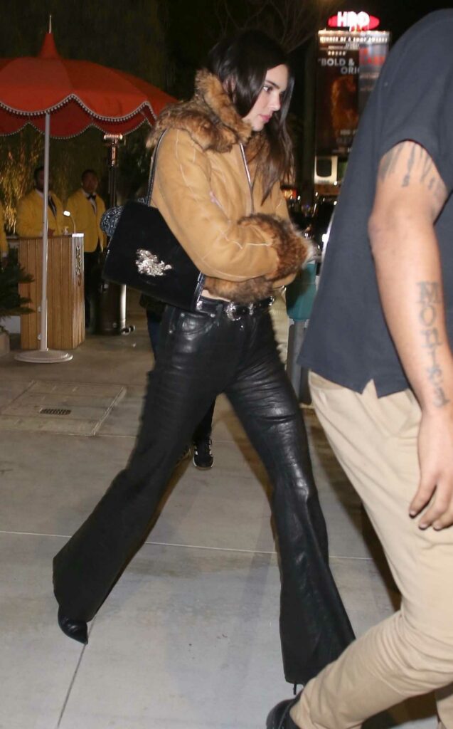 Kendall Jenner in a Black Leather Pants