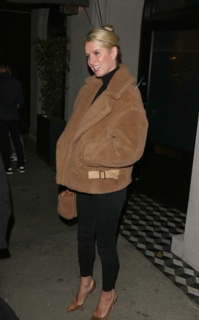 Nicky Hilton in a Tan Teddy Bear Jacket