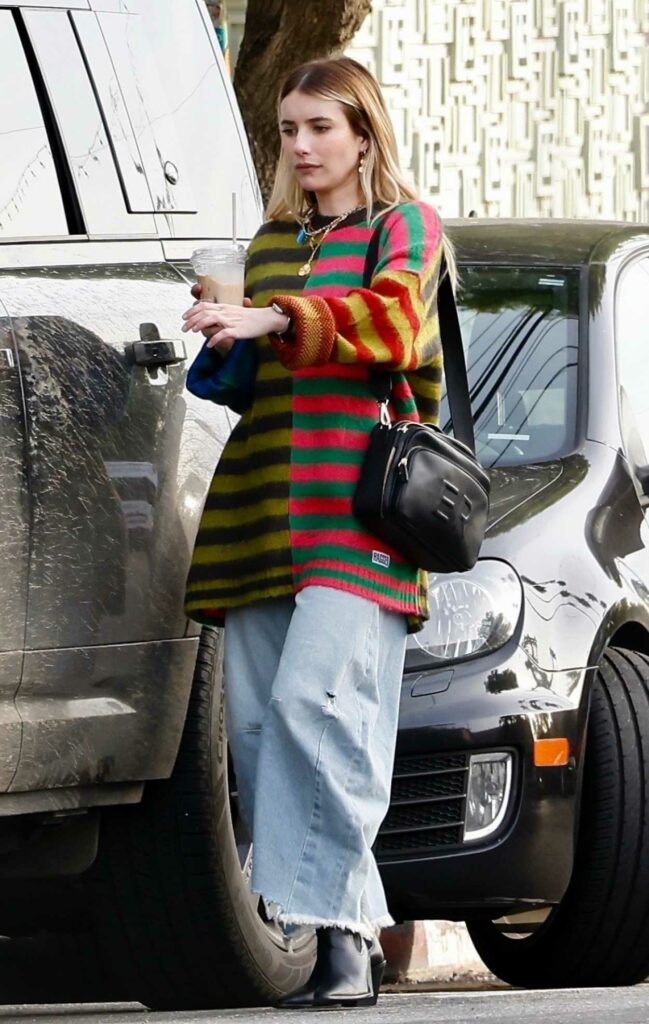Emma Roberts in a Colorful Striped Sweater