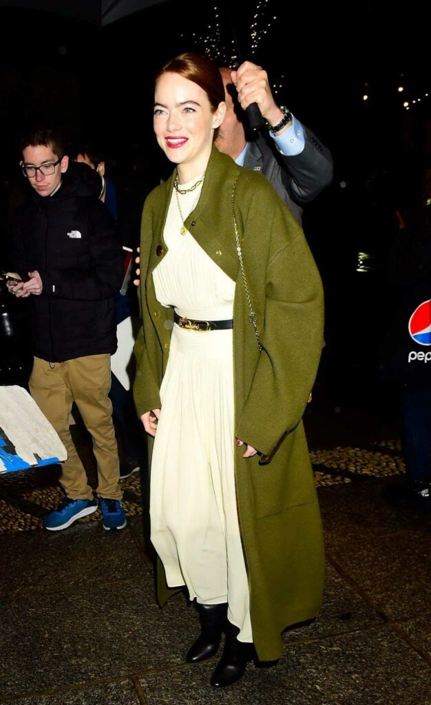 Emma Stone in an Olive Cardigan