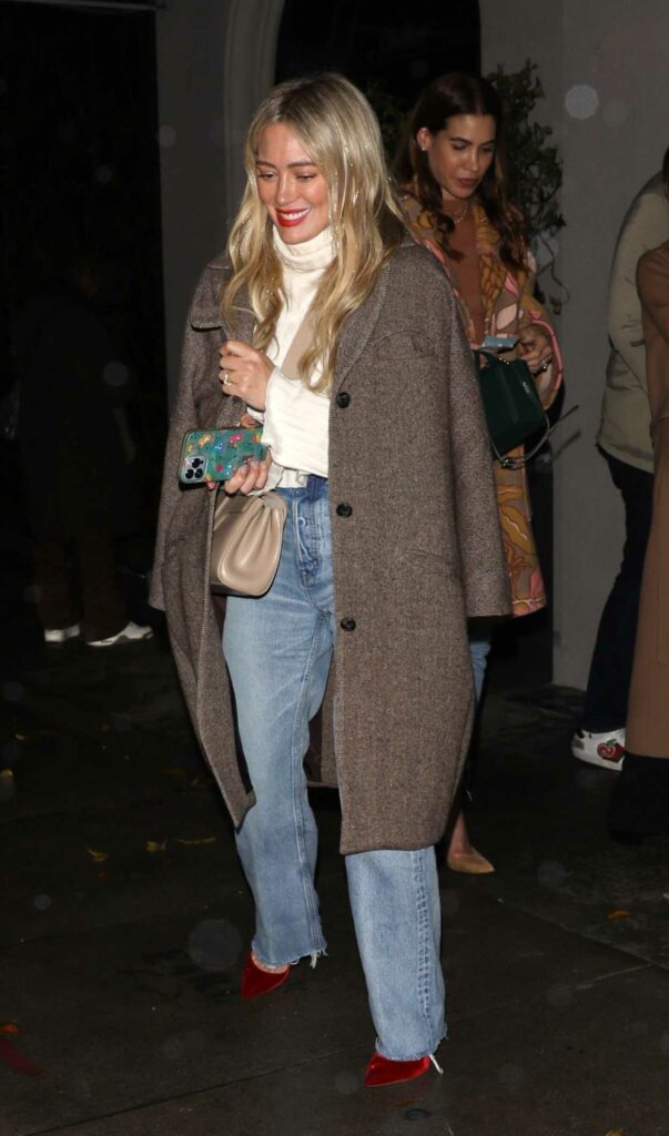 Hilary Duff in a Brown Coat