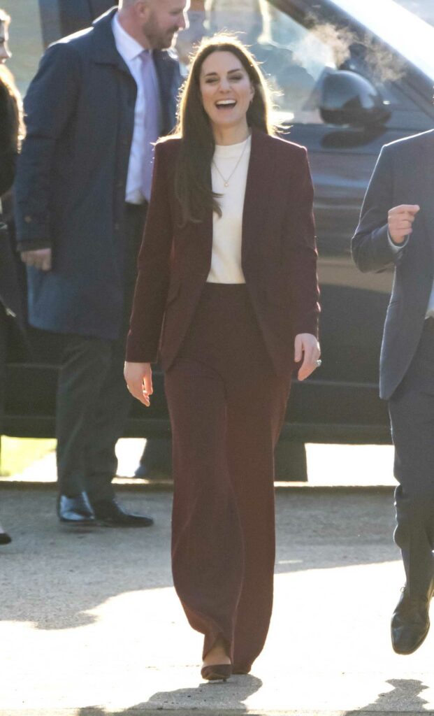 Kate Middleton in a Brown Pantsuit