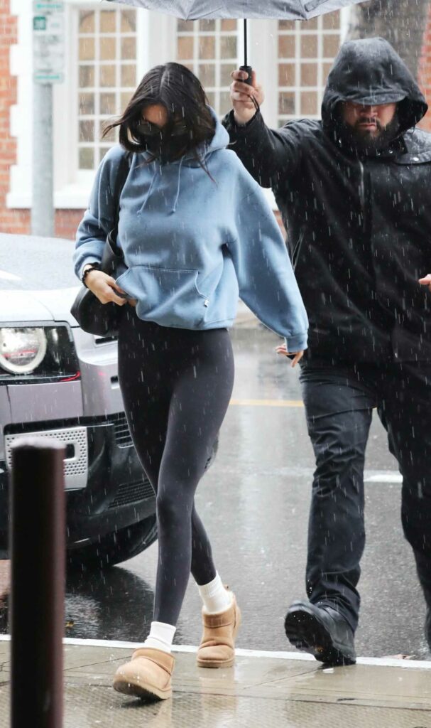Kendall Jenner in a Baby Blue Hoodie
