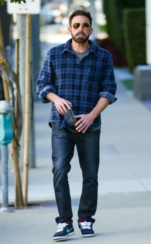 Ben Affleck in a Blue Plaid Shirt