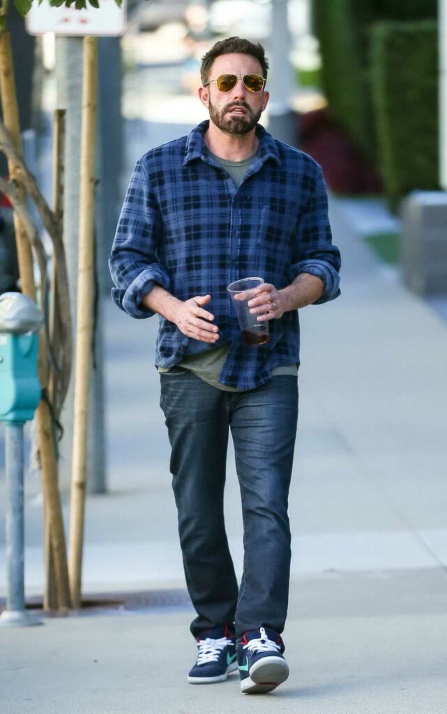 Ben Affleck in a Blue Plaid Shirt