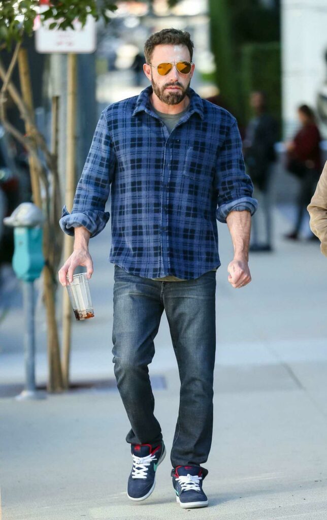 Ben Affleck in a Blue Plaid Shirt