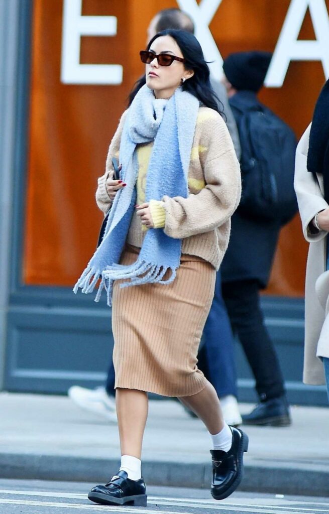 Camila Mendes in a Beige Sweater