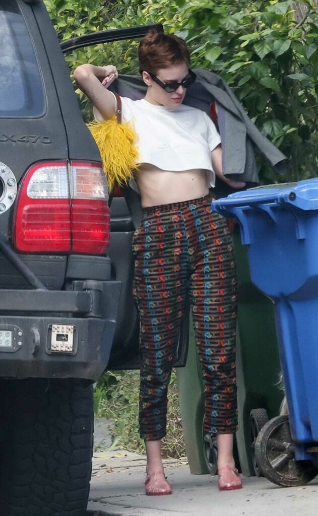 Tallulah Willis in a White Cropped Tee