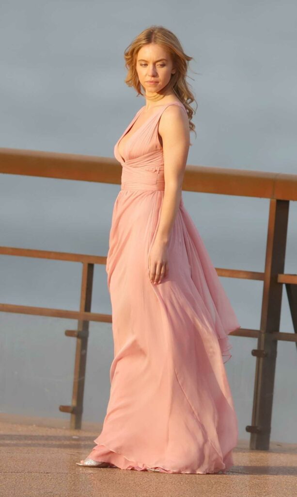 Sydney Sweeney in a Pink Dress