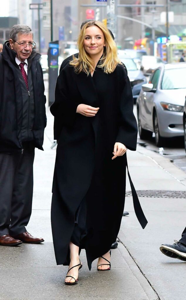 Jodie Comer in a Black Coat