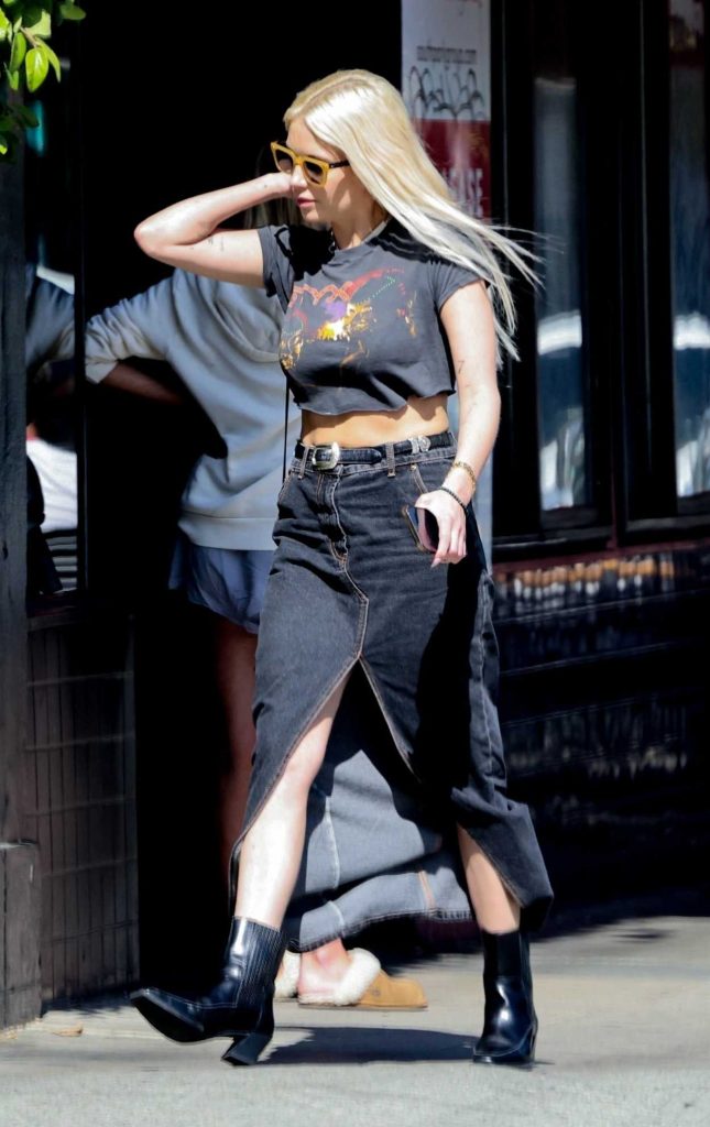 Ashley Benson in a Black Cropped Tee