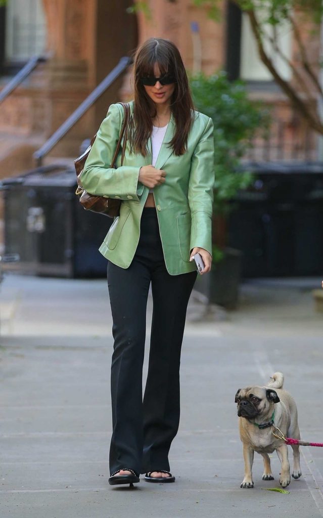 Emily Ratajkowski in a Green Blazer