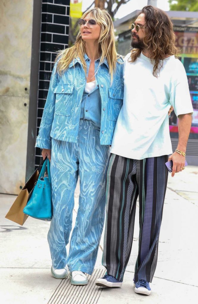 Heidi Klum in a Baby Blue Pantsuit
