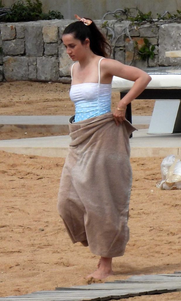 Ana de Armas in a Blue Swimsuit