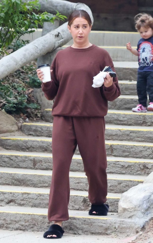 Ashley Tisdale in a Brown Sweatsuit
