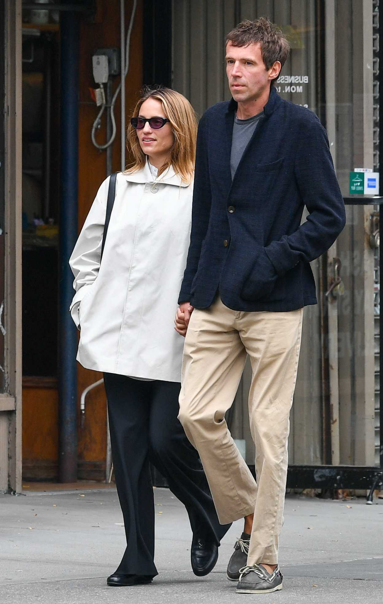 Dianna Agron in a White Jacket Was Seen Out with Harold Ancart in New