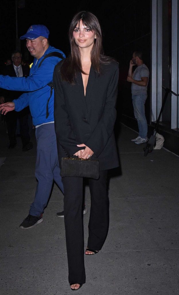 Emily Ratajkowski in a Black Pantsuit