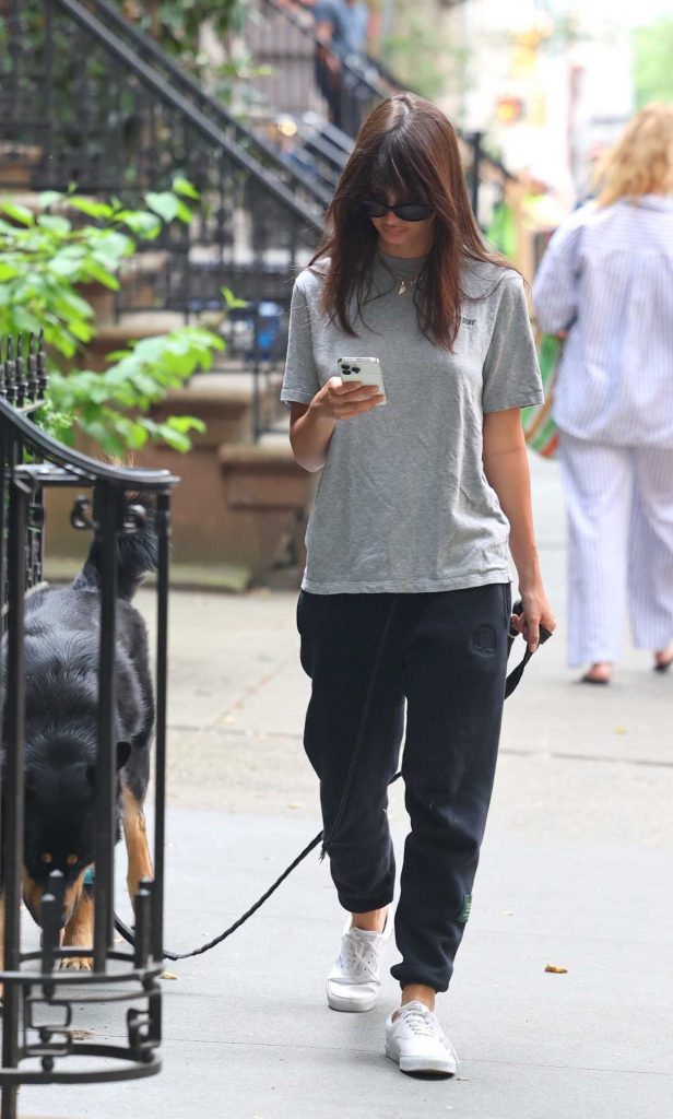 Emily Ratajkowski in a Grey Tee