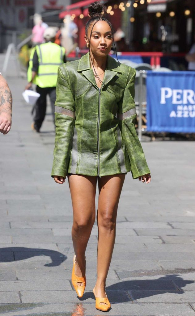Leigh-Anne Pinnock in an Olive Leather Jacket
