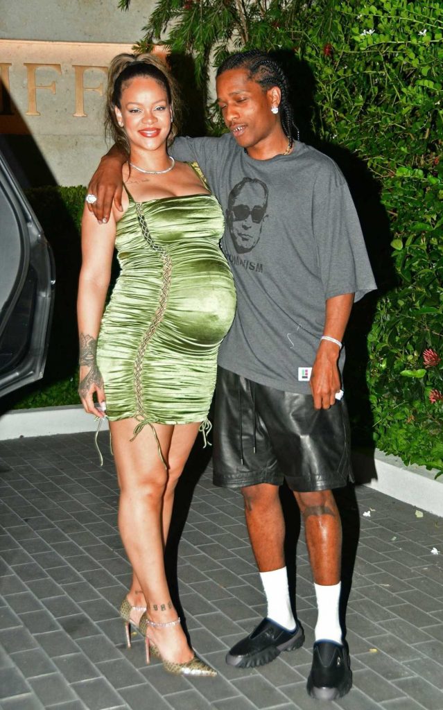 Rihanna in a Green Dress