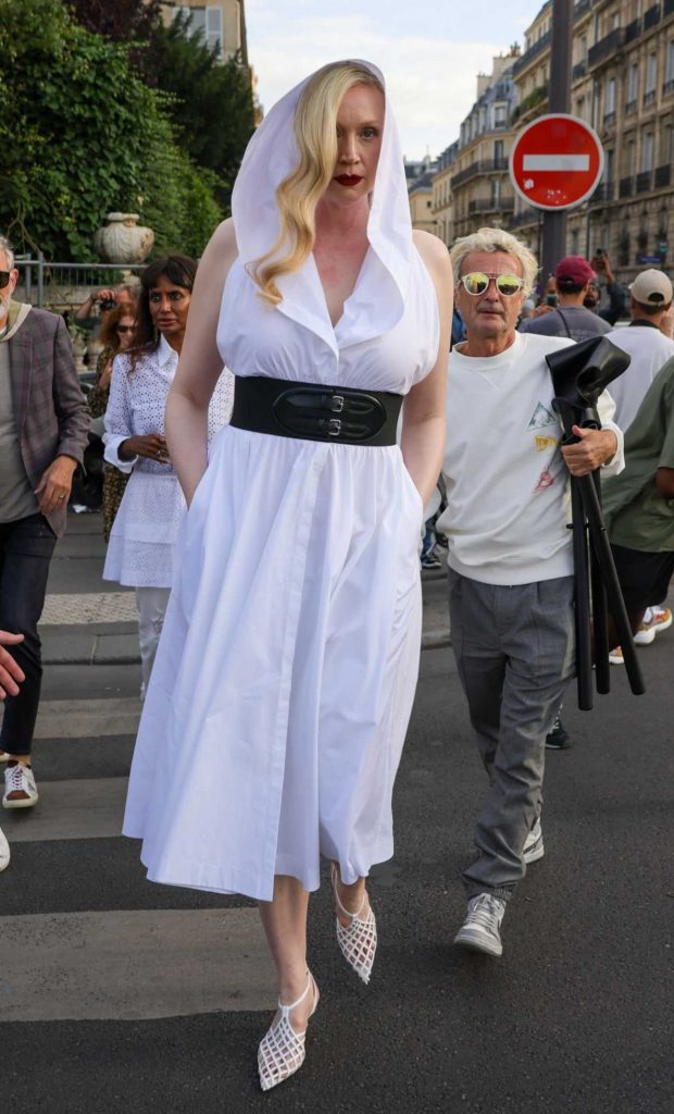 Gwendoline Christie in a White Dress