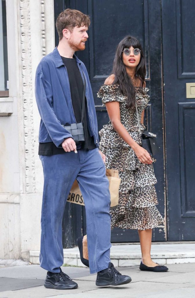 Jameela Jamil in an Animal Print Dress