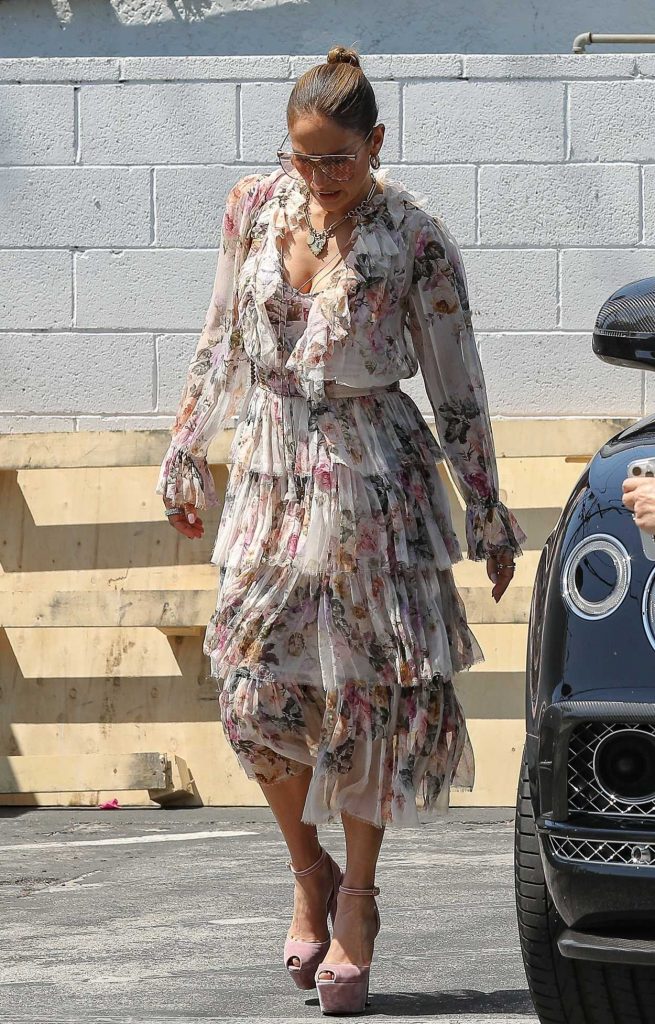 Jennifer Lopez in a Floral Dress