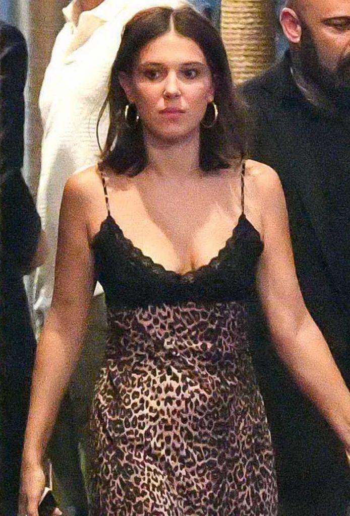 Millie Bobby Brown in an Animal Print Dress