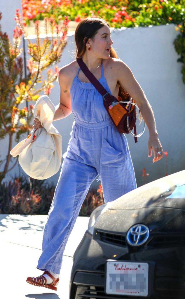 Scout Willis in a Baby Blue Jumpsuit