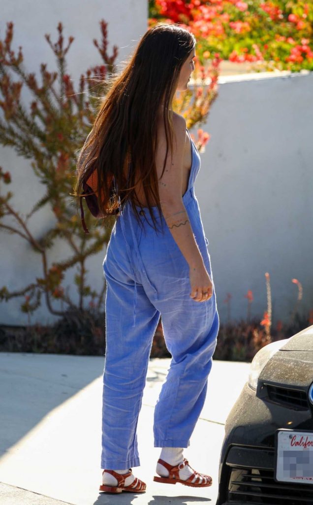 Scout Willis in a Baby Blue Jumpsuit
