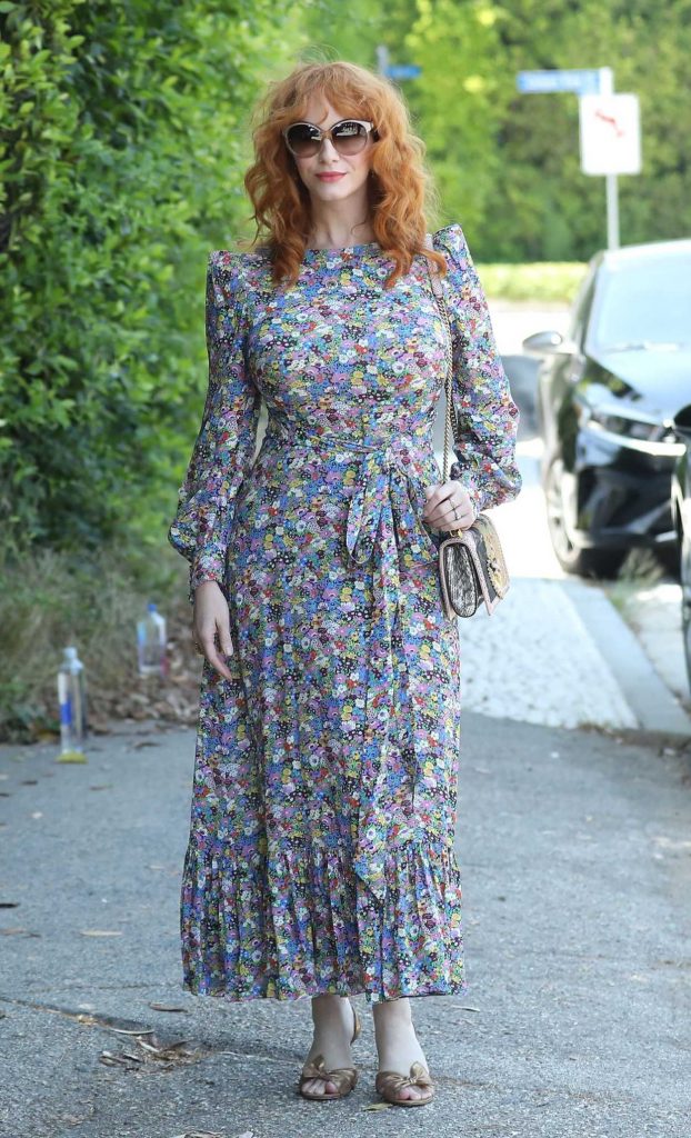 Christina Hendricks in a Floral Dress