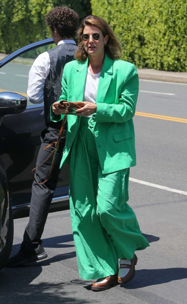 Cobie Smulders in a Neon Green Pantsuit