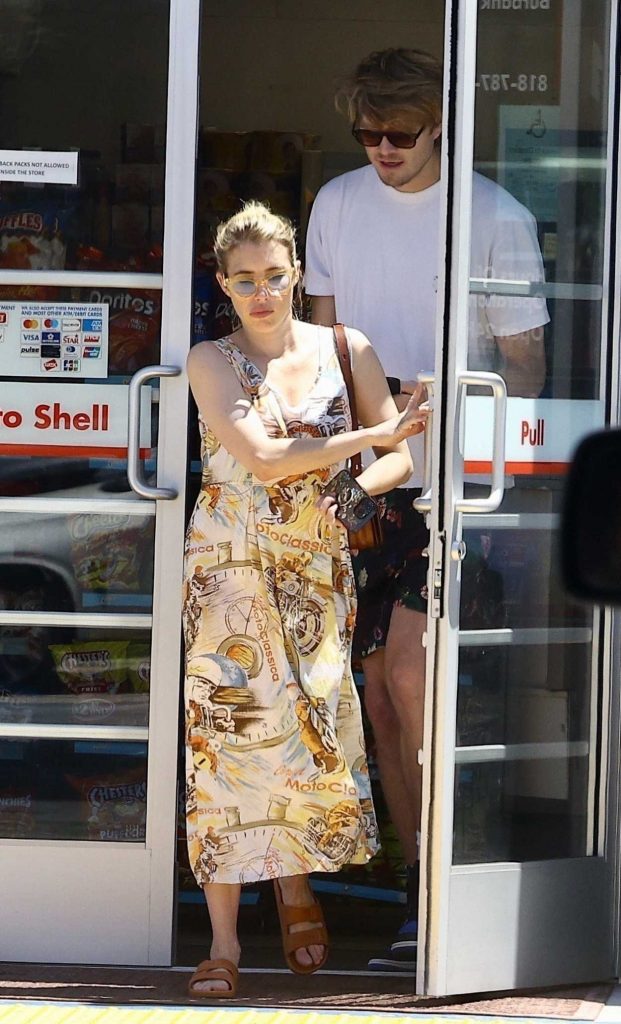 Emma Roberts in a Patterned Sundress
