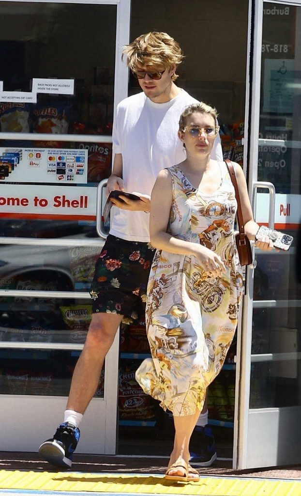 Emma Roberts in a Patterned Sundress