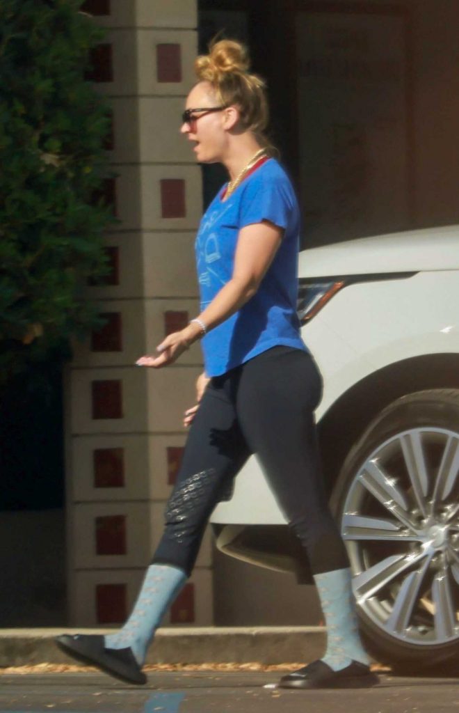 Kaley Cuoco in a Blue Tee