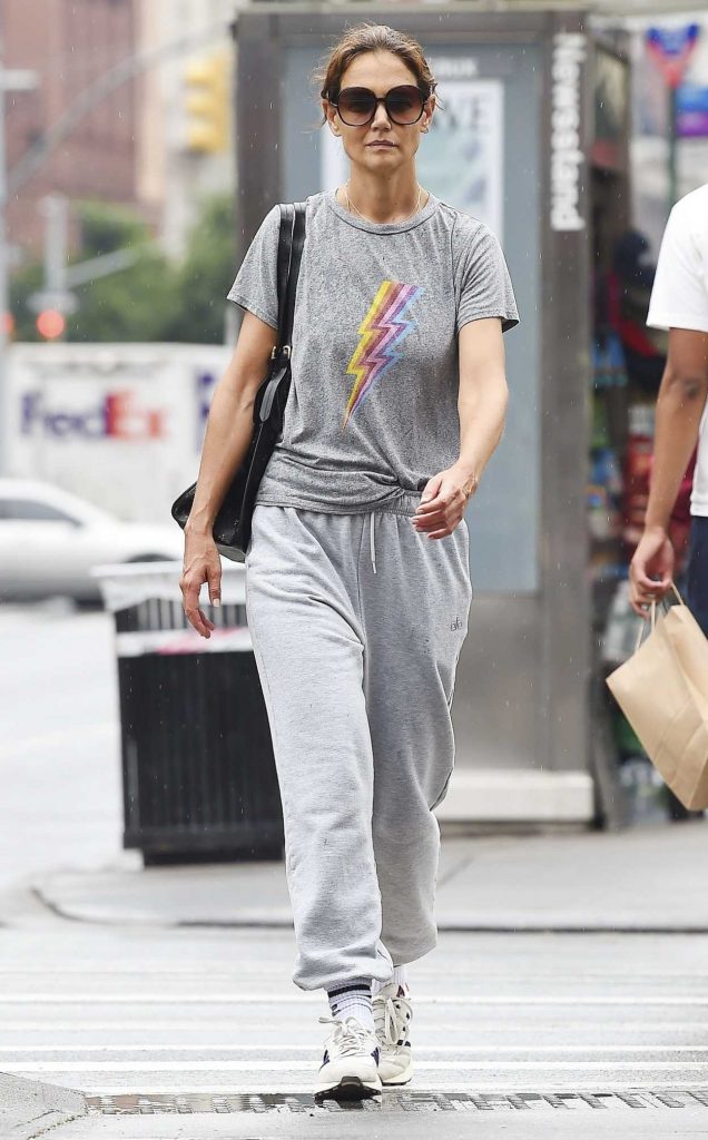 Katie Holmes in a Grey Tee
