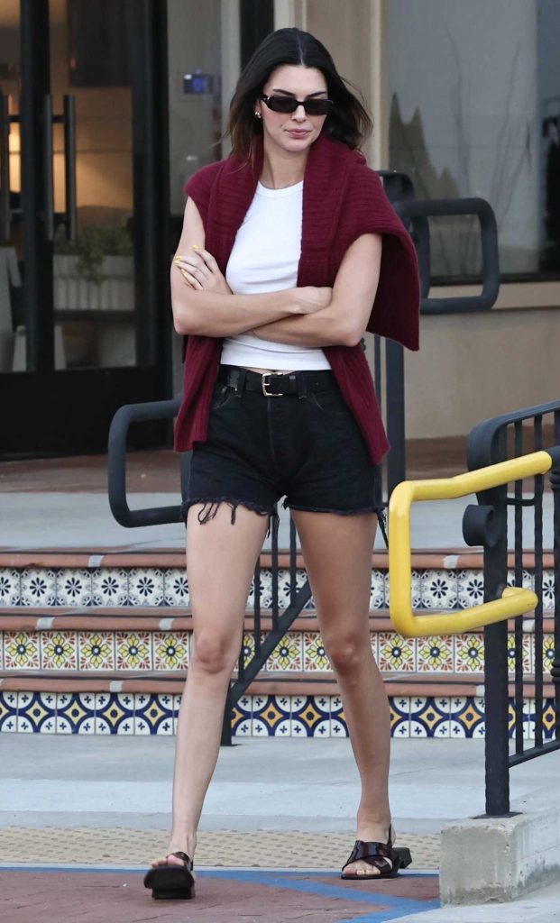Kendall Jenner in a Black Shorts