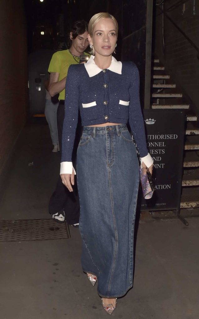Lily Allen in a Denin Skirt